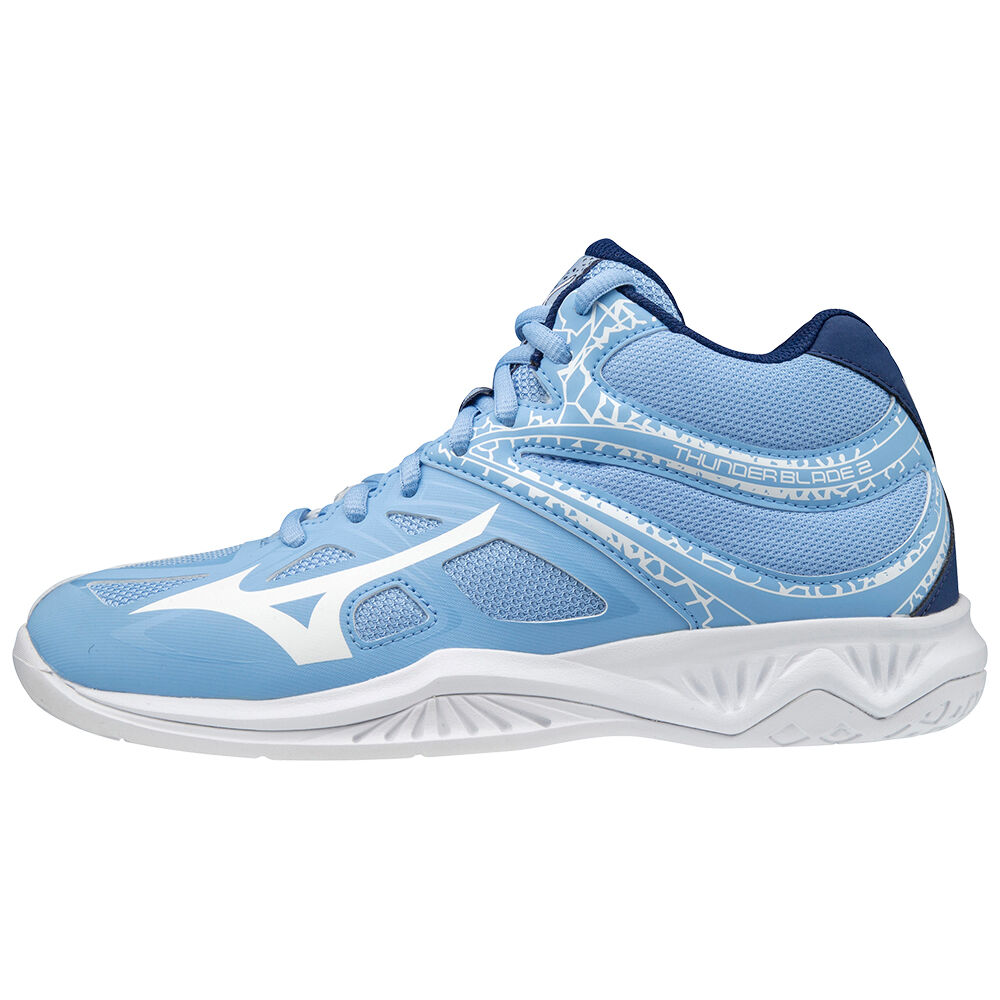 Mizuno Thunder Blade 2 Mid - Bayan Voleybol Ayakkabısı - Mavi/Beyaz Türkiye (ICLENX-635)